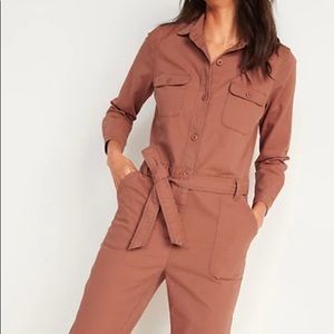 Old navy tie-belt utility canvas jumpsuit XL TALL